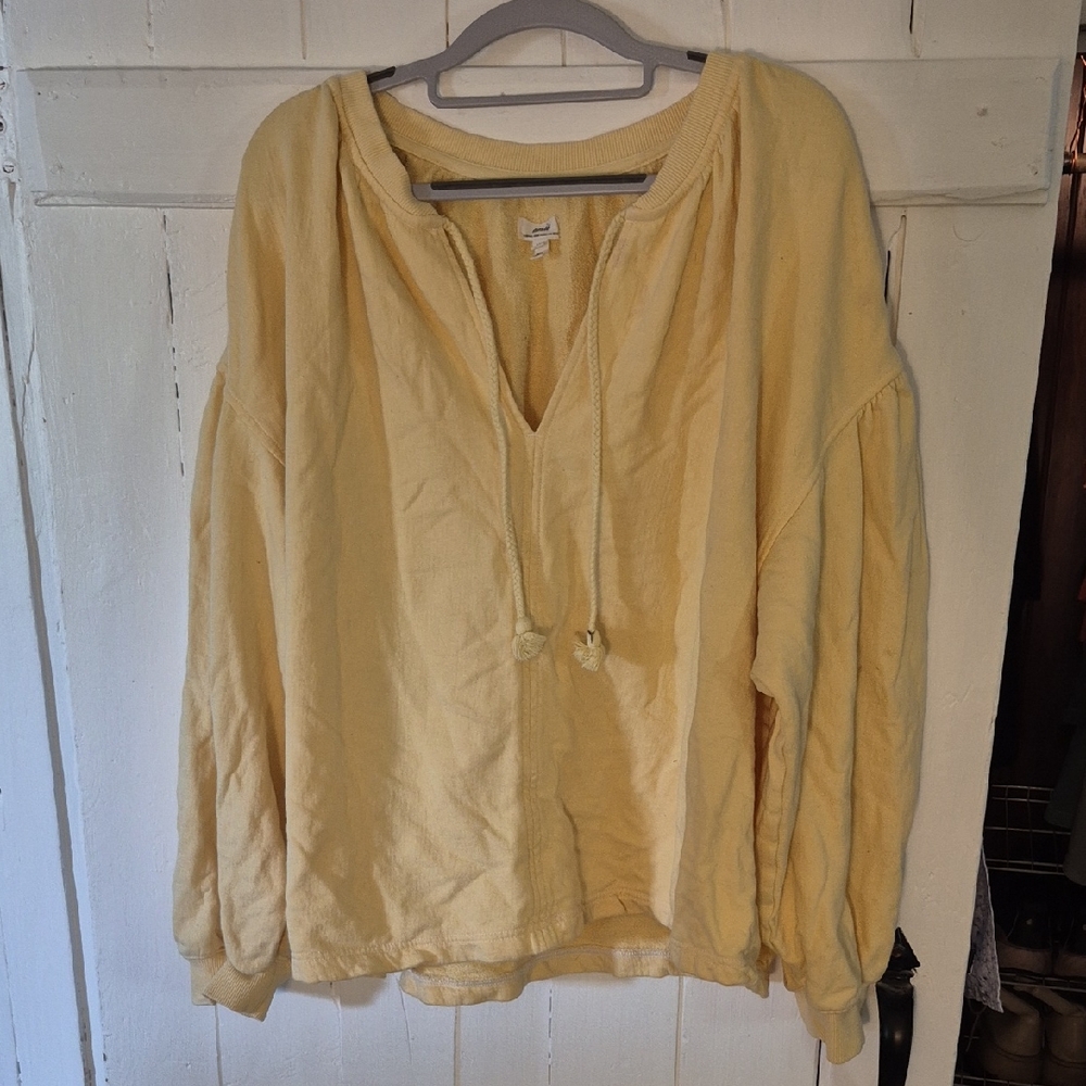 Aerie Womens LG Soft Yellow Pullover Blouse